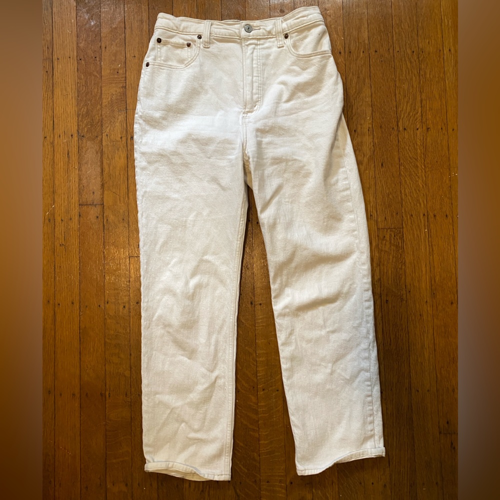Abercrombie & Fitch The Ankle Straight High Rise Cream Pants